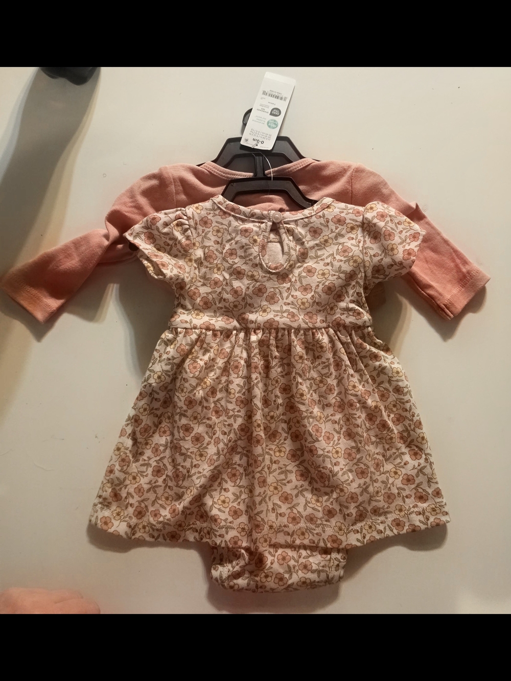 Carters Pink Floral Baby Dress, with Sweater and Hair Bow